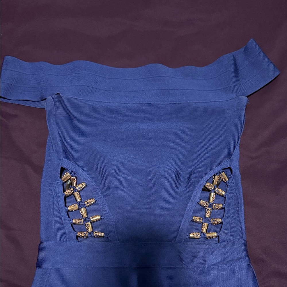 Marciano Blue Mini Dress with Gold Accents